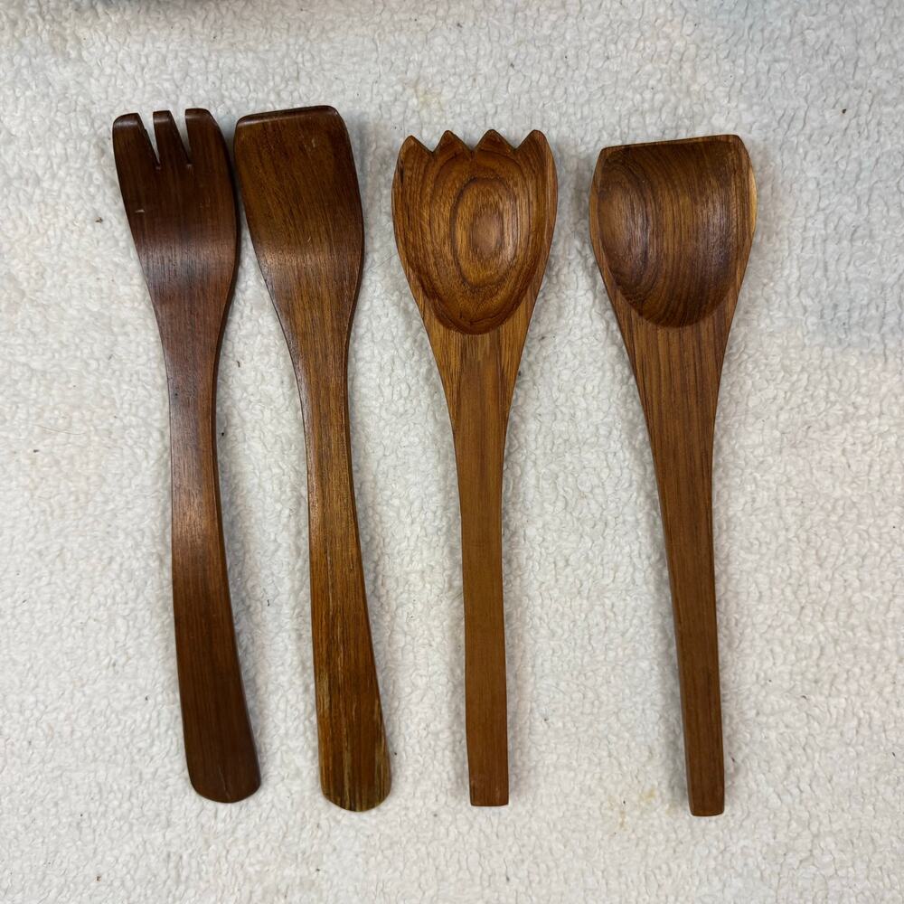 2 Sets of Wooden 12" Salad Tongs Serving Utensils Spoon Fork Acacia Wood